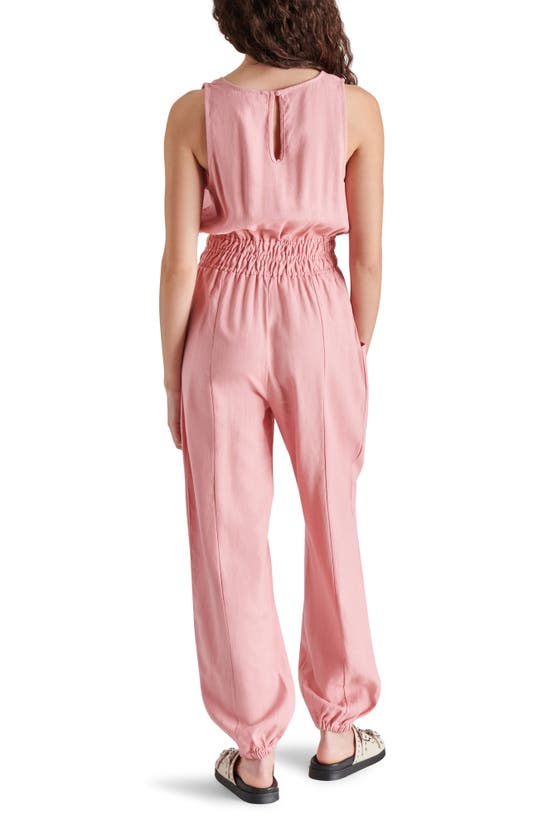 Shop Steve Madden Sleeveless Linen Blend Jumpsuit In Blush