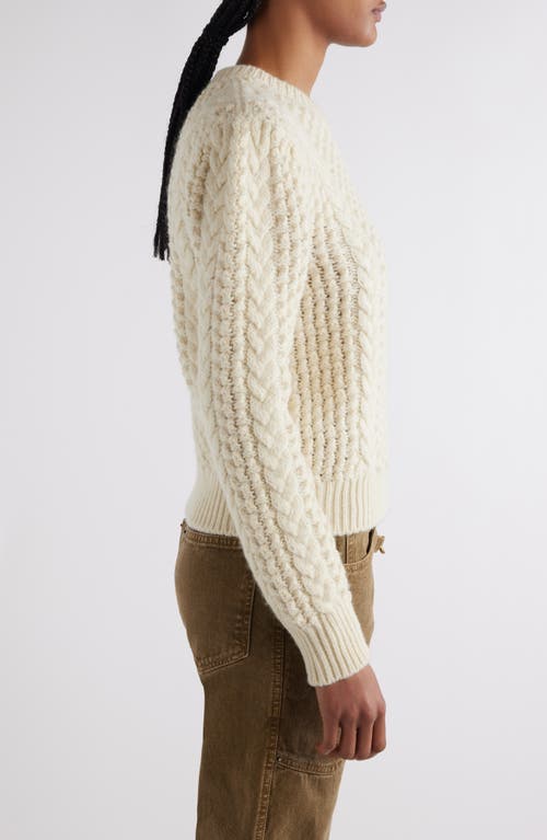 Shop Isabel Marant Otilia Wool Cable Stitch Sweater In Ecru