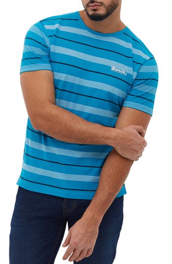 Shop Bench . Milos Striped Cotton T-shirt In Ocean Blue