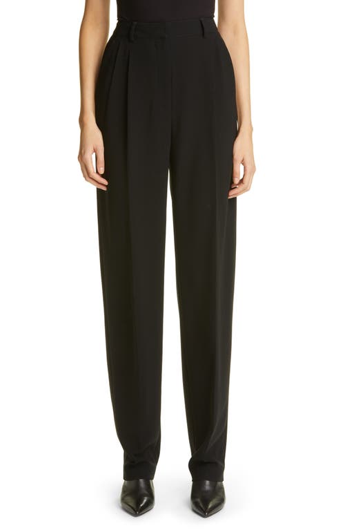 Cosmos High Waist Straight Stretch Wool Pants in Black