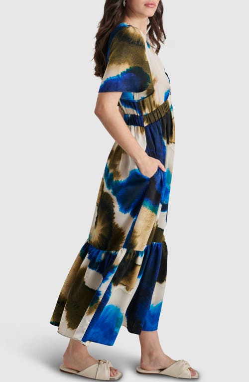 Dkny Print V-neck Maxi Dress In Exploded Ink Swirl