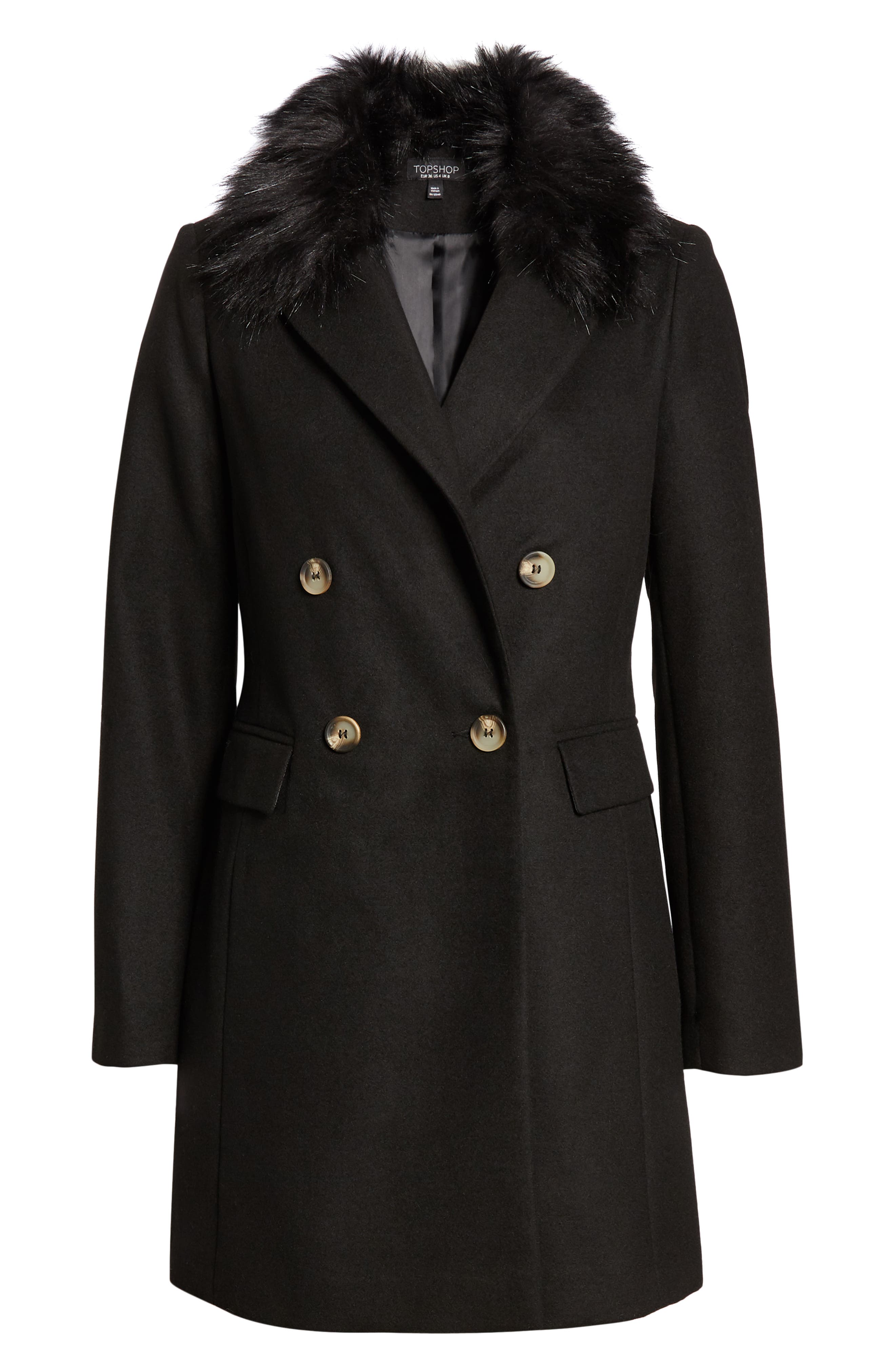 topshop naomi faux fur collar coat