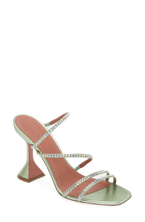 Amina Muaddi Naima Crystal Embellished Sandal in Metallic Nappa Pixie/Crystal