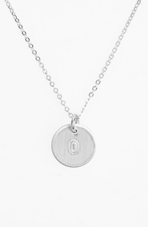 Sterling Silver Initial Mini Disc Necklace in Sterling Silver O