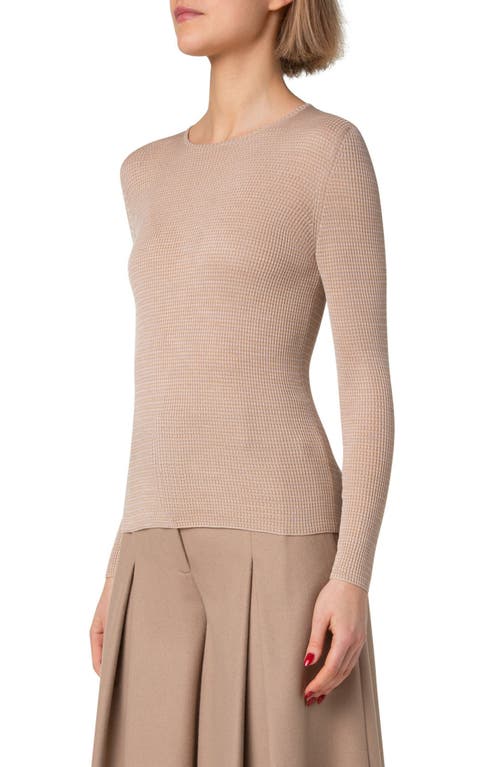 Akris Fitted Rib Silk Sweater In Camel