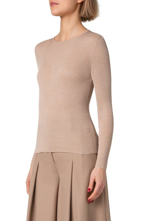 Shop Akris Fitted Rib Silk Sweater In Camel