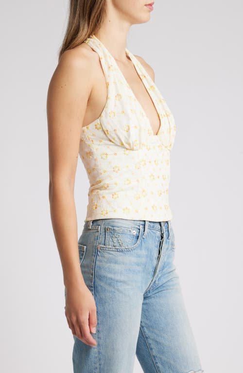 Shop Mistress Rocks Floral Embroidered Halter Top In Cloud