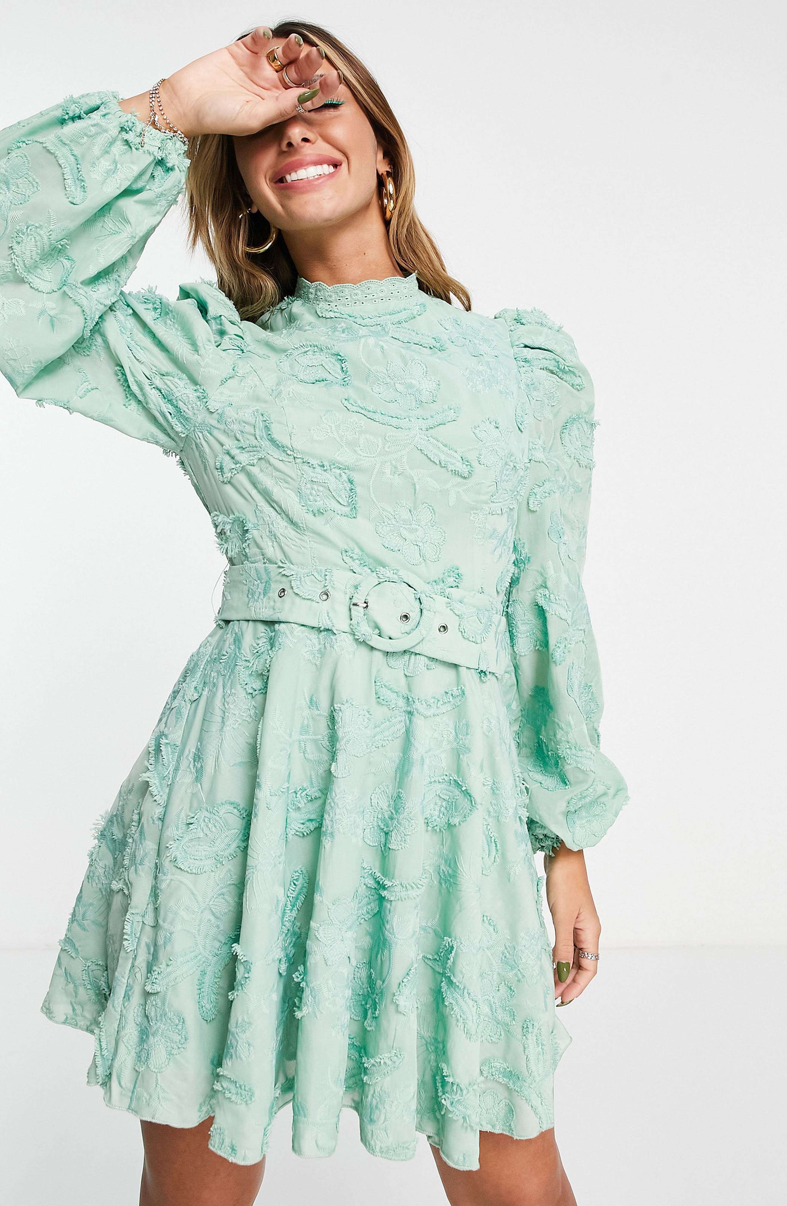 mid sleeve skater dress