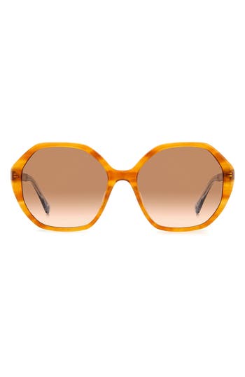 Kate Spade Waverly 57mm Gradient Round Sunglasses In Brown Horn/brown Gradient