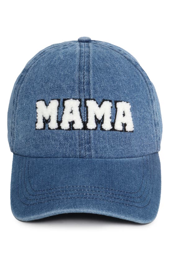 Shop David & Young Mama High Pile Fleece Patch Baseball Cap In Blue
