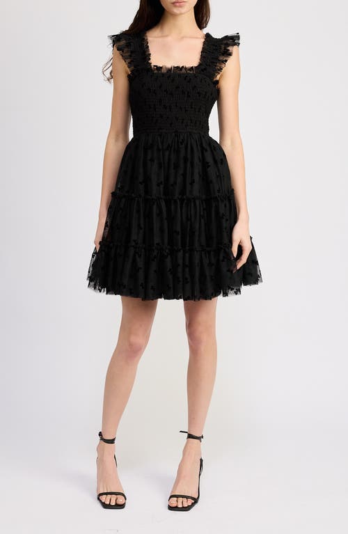 Shop En Saison Casey Ruffle Tiered Minidress In Black