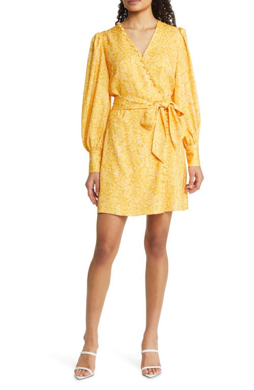 Fraiche by J Paisley Long Sleeve Dress in Yellow at Nordstrom, Size Small