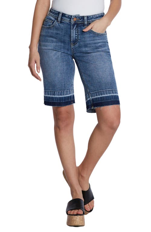 Shop Hint Of Blu Release Hem Bermuda Denim Shorts In Water Denim