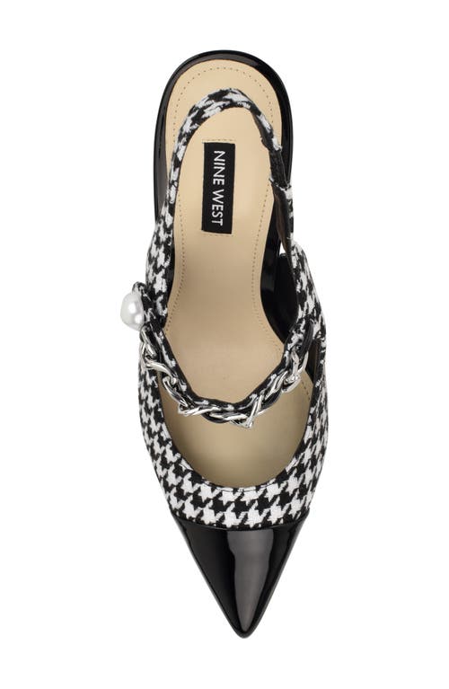 Shop Nine West Rendez Slingback Pointed Cap Toe Mary Jane Pump In Black/white