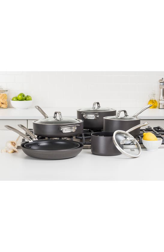 Shop Viking 10-piece Hard Anodized Nonstick Cookware Set In Black