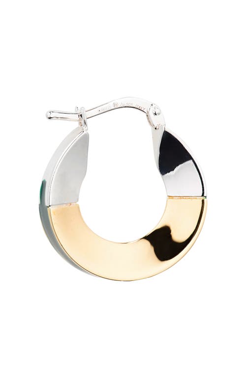 Shop Bottega Veneta Mini Two-tone Hoop Earrings In 3350 Dark Green