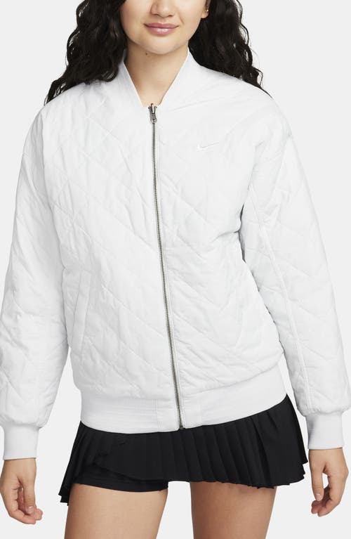 Shop Nike Sportswear Reversible Varsity Quilted Bomber Jacket In Photon Dust/photon/black