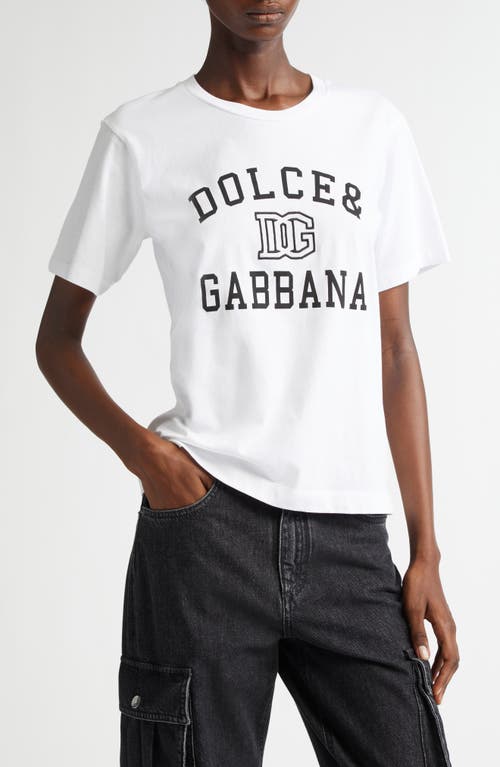 Shop Dolce & Gabbana Dolce&gabbana Dg Embroidered Logo Cotton T-shirt In W0800 Bianco Ottico