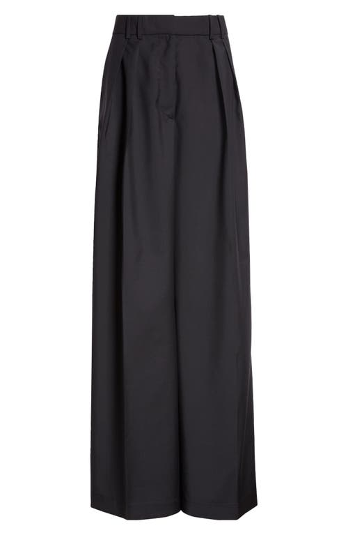 Shop Rohe Róhe Virgin Wool & Mohair Wide Leg Pleated Pants In Black