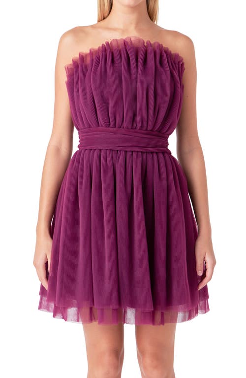 Shop Endless Rose Strapless Tulle Minidress In Berry