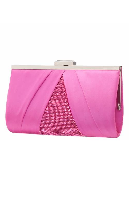 Nina Women's Pleated Stain Crystal Frame Clutch In Ultra Pink