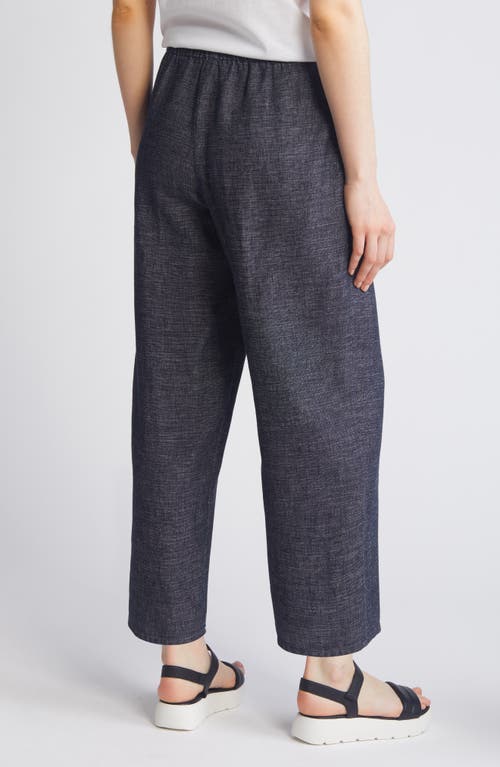 Shop Eileen Fisher Pleated Hemp & Organic Cotton Straight Leg Ankle Pants In Denim