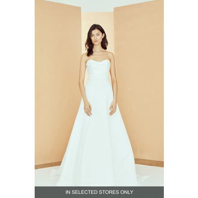 Nouvelle Amsale Kirsten Strapless Faille Wedding Dress, Size - White