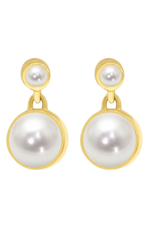 Signature Cultured Pearl Drop Earrings in Pearl/Gold