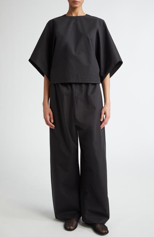 Shop Fforme Tenley Draped Cotton Poplin Top In Black