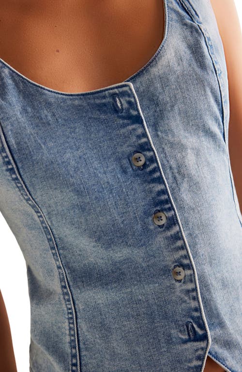 Free People Kara Denim Vest In Clear Stream