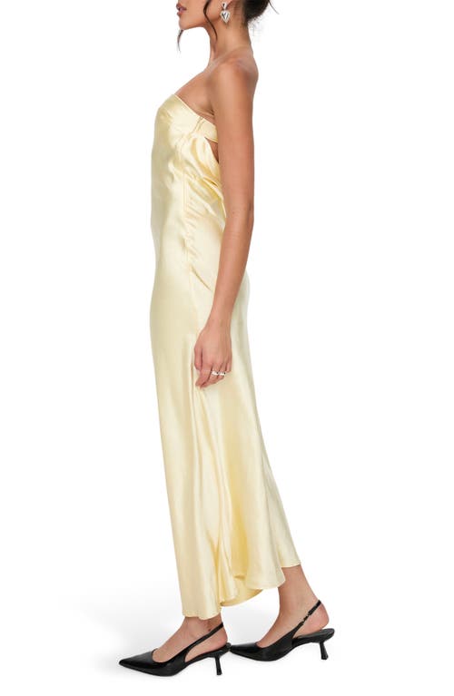 Princess Polly Haley Strapless Satin Maxi Dress In Yellow