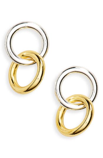 Shop Argento Vivo Sterling Silver Two-tone Linked Ring Earrings In Gold/silver