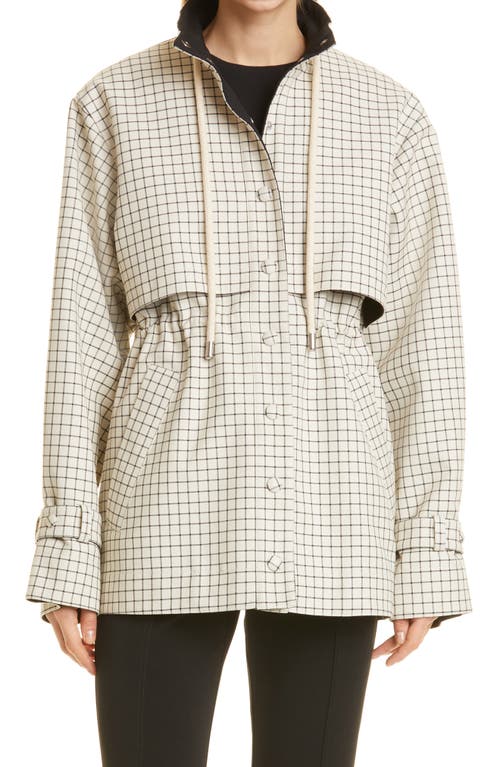 image Proenza Schouler White Label Windowpane Print Twill Jacket In Ecru/black At Nordstrom, Size Large