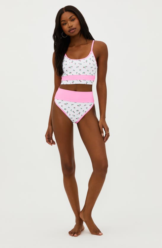 Shop Beach Riot Eva Colorblock Rib Bikini Top In Peony Blossom Colorblock
