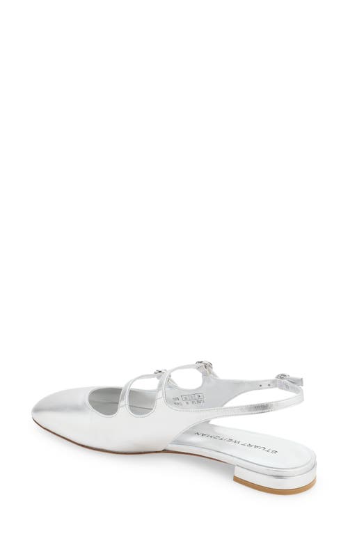 Shop Stuart Weitzman Benni Slingback Flat In Silver