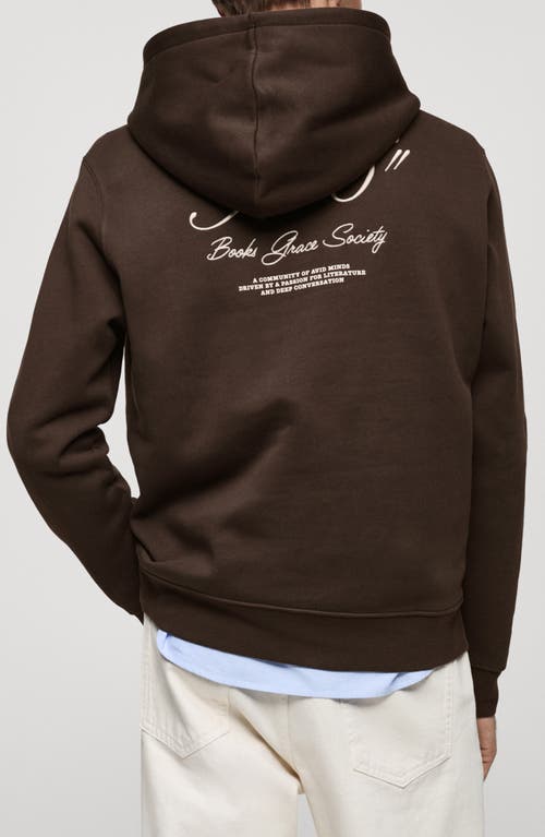 Shop Mango Embroidered Cotton Hoodie In Chocolate