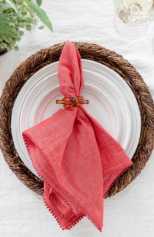 Shop Juliska Berry Trim Set Of 4 Cotton & Linen Napkins In Red