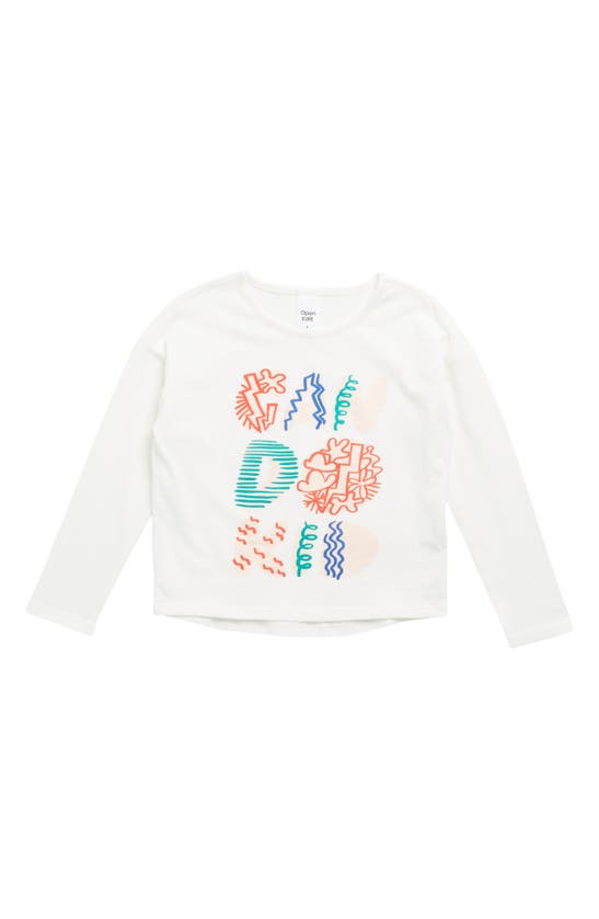 Open Edit Kids' Cotton High/low Tee In Ivory Cloud Can Do Kid