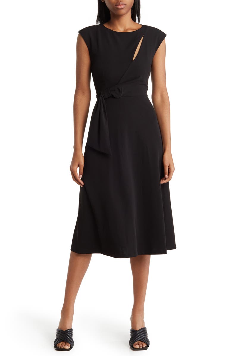 Calvin Klein Cap Sleeve Draped A-Line Midi Dress | Nordstromrack
