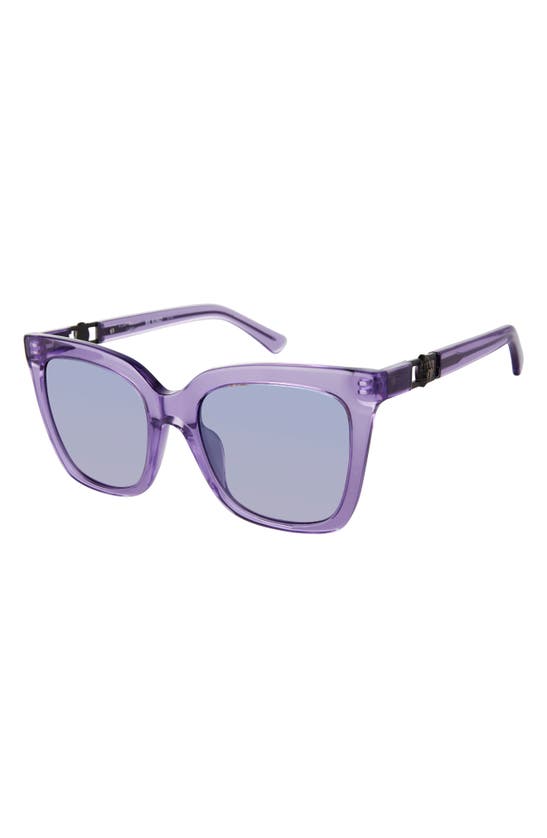 Shop Kurt Geiger 53mm Polarized Cat Eye Sunglasses In Purple/ Violet Decor