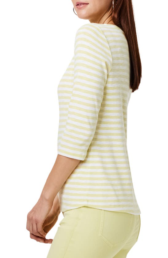 Shop Nzt By Nic+zoe Stripe Boat Neck Cotton T-shirt In Yellow Multi
