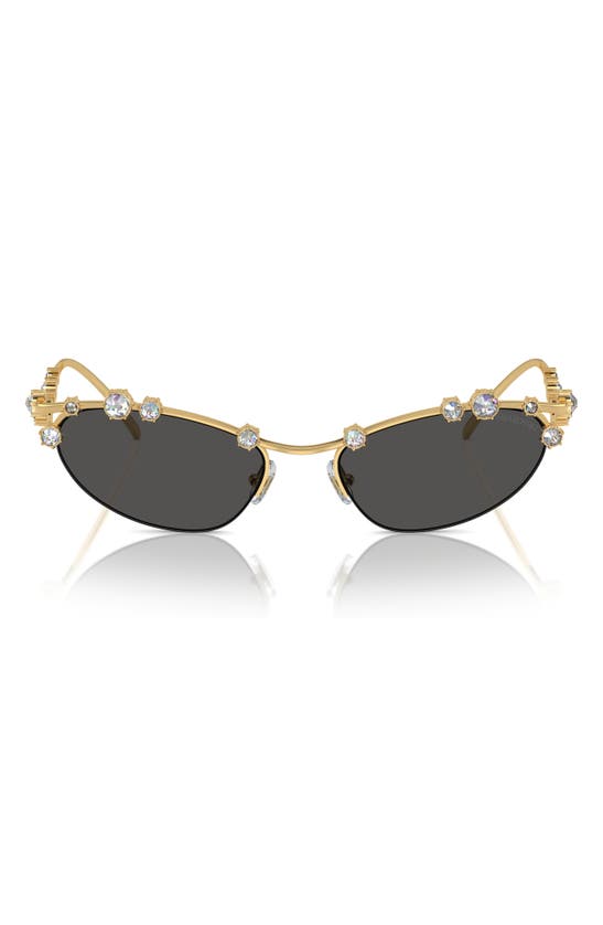 Shop Swarovski 56mm Oval Sunglasses In Gold