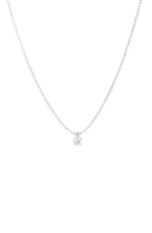 Nordstrom Cubic Zirconia Pendant Tennis Necklace in Clear- Silver at Nordstrom