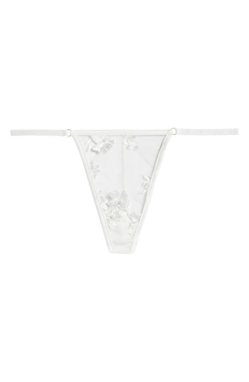 Floral Embroidered G-String in White