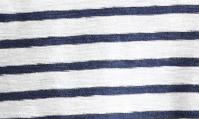 Shop Veronica Beard Vinci Stripe Side Ruched Pima Cotton Top In Off White/ Marine Stripe
