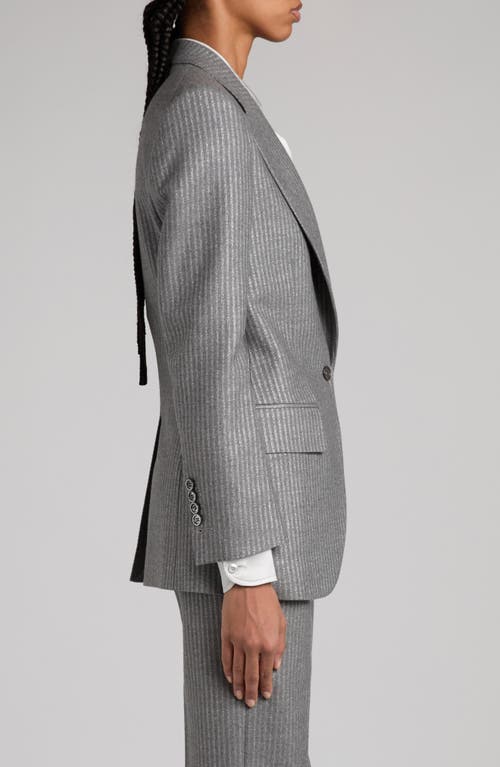 Shop Tom Ford Metallic Stripe Wool Flannel Blazer In Dark Moon Grey