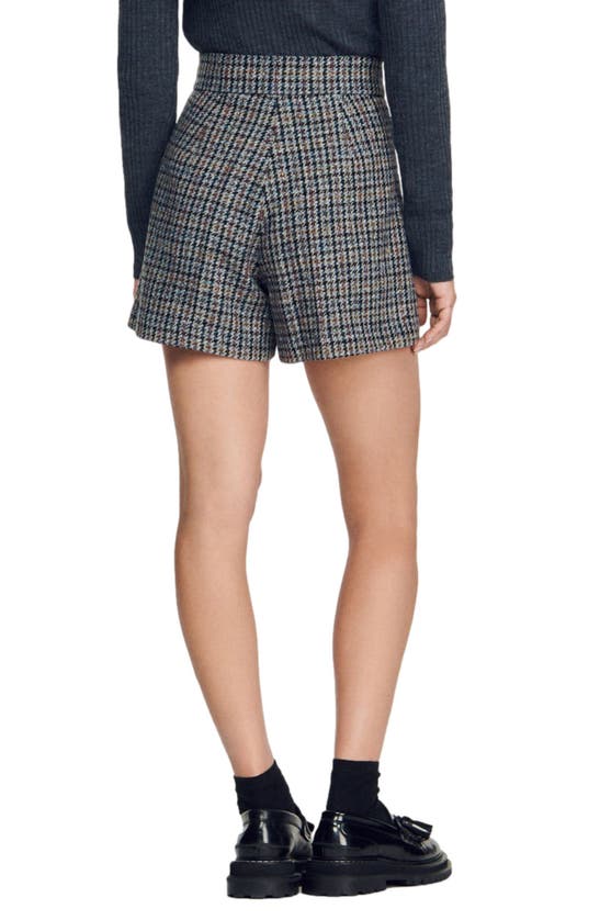 Sandro Bambin Houndstooth Shorts In Blu / Beige