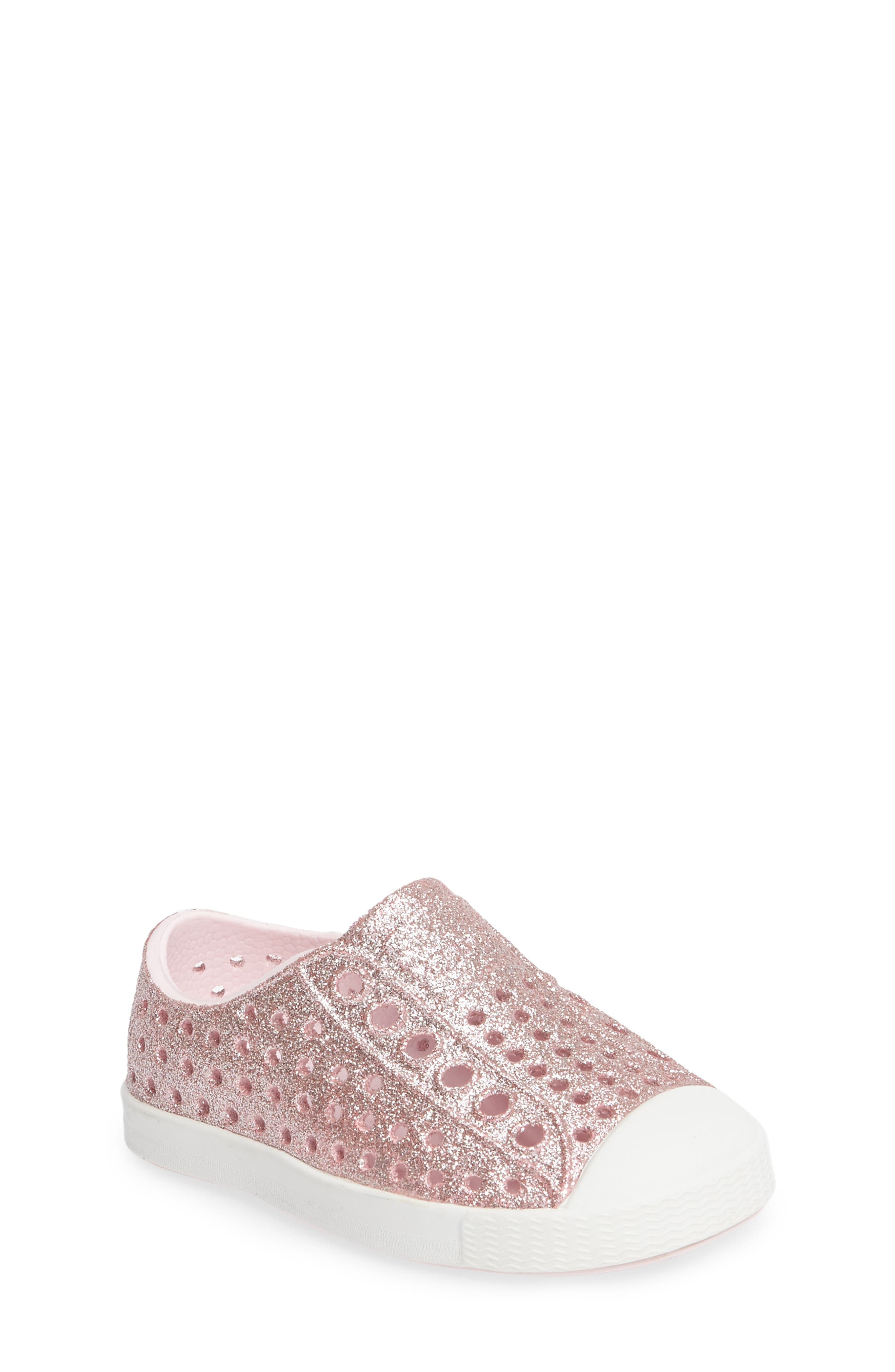 pink sparkle native shoes