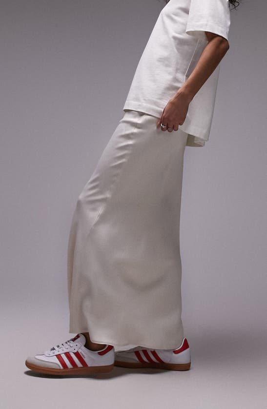Shop Topshop Bias Cut Satin Maxi Skirt In Ivory