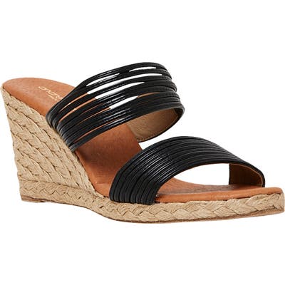Andre Assous Amy Wedge Sandal, Black